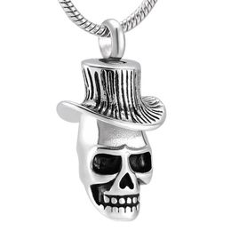 Punk Skeleton Stainless Steel Cool Men Cremation Necklace Memorial Ashes Holder Funeral Urn Pendant Keepsake Jewelry287f