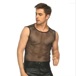 Men's Tank Tops Stretch Maxi Casual Cutout Sexy Mesh Vest Muscle Men Versatile Top