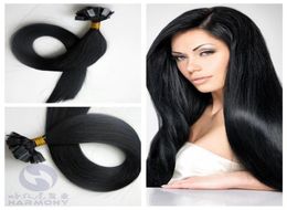 Prebonded hair extensions 1gstrand 50gpcs black colour 1 straight karetin flat tip 100 human hair extension8953082