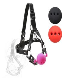 Slave Horse Harness Silicone Ball Gag BDSM Bondage Restraints Oral Fixation Open Mouth Gags Nose Hook Strap Fetish sexyy Cosplay8516632