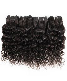 4Pcs Human Hair Bundles Water Wave 50gpc Natural Color Indian Mongolian Curly Virgin Hair Weave Extensions for Short Bob Style1200032