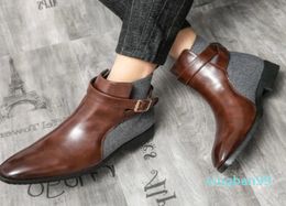 Men Shoes New Spring Autumn Botines Boots Buckle Ankle Slip on Simplicity Round Toe PU Leather Dress Classic Comfortable Offi