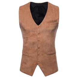 Blazers Mens Suede Leather Corduroy Suit Vest Casual Western Cowboy Waistcoat Vest Men Business Formal Tuxedo Suit Dress Vests Chalecos