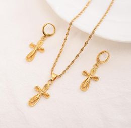 Jesus Pendant Necklaces Earrings 18 k Fine Yellow Gold Filled Egyptian Sets Women Egypt Hieroglyphs Charm Jewelry9117417