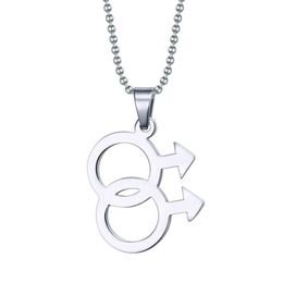 Fashion Male Logo Gay Pride Pendant Jewellery 316L Stainless Steel Pendant Necklaces Gay Jewelry286k