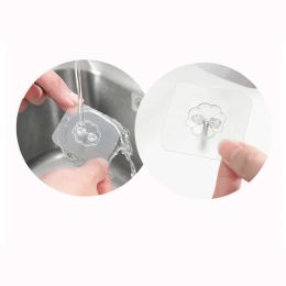 Strong Self Adhesive Wall Hook Waterproof Transparent Bathroom Hook Towel Holder Reusable Hat Bag Key Hooks Kitchen Hanging Hooks Wholesale