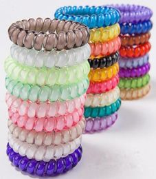 25pcs 25 colors 5 cm High Quality Telephone Wire Cord Gum Hair Tie Girls Elastic Hair Band Ring Rope Candy Color Bracelet Stretchy3572968