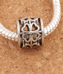 Alloy Tube Clover Round Metal Big Hole Loose Beads 122pcslot 9x9x9 mm Antique Silver Fit European Bracelets Jewellery DIY L13927924002