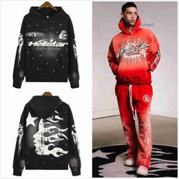 Hellstar Hoodie Designer Hoodies Sweatshirts Portrait High Street Tide Hip Hop Thickened Athleisure Hand Painted Pockets Womens Sweaters Hoody Thick Hoody IZM1