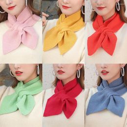 Scarves Candy Color Knitted Scarf For Women Winter Warm Cross Fake Collar Neck Guard Shawl Wrap Coldproof Ring Warmer