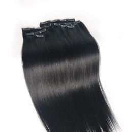 Full Head indian remy human hair clip in extensions Black Brown Straight Virgin clip in hair extensions for black women 70g 100g 17552522