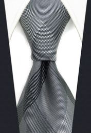 S1 Checked Black Dark Gray Plaids Men039s Ties Neckties Extra Long Size Fashion 100 Silk Jacquard Woven9179889