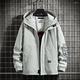 Men's Jackets Drawstring Design Coat Thick Warm Hooded Jacket With Letter Print Zipper Closure Casual Mid Length For Winter Stylish