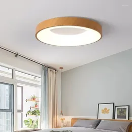 Ceiling Lights Nordic Home Decoration Adjustable Lighting Kitchen Bedroom Ultra-thin Round Wood Grain LED Remote Control Lamps For Living