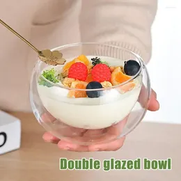 Bowls Clear Glass Mini Prep Pudding Container Appetiser Mixing Stackable Double Wall Cereal Bowl For And Cold Foods Kitchen