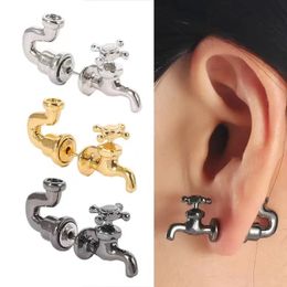 Creative Faucet Stud Earrings Vintage Punk Water Pipe Faucet Earrings Jewelry for Women Girls Men Gifts