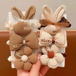 Hair Accessories 1PCS Cute Coffee Coloured Fabric Flower Girls Kids Elastic Bands Children Ties Baby Headwear