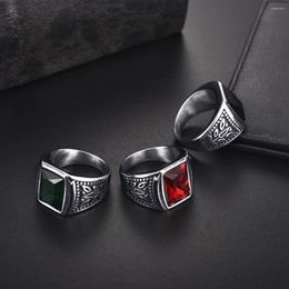 Cluster Rings 2024 Square Natural Stone Signet For Men Stainless Steel Metal Finger Ring Party Gift Jewelry