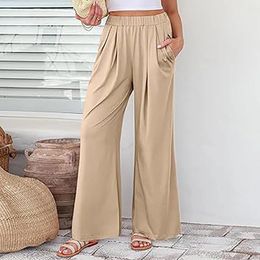 Women's Pants Casual Loose Comfortable Home Wear Trousers Spring And Summer Solid Colour Wide Leg Yoga Straight