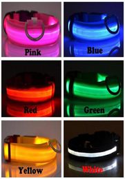 New USB Cable LED Nylon Dog Collars Dog Cat Harness Flashing Light Up Night Safety Pet Collars multi color XSXL Size Christmas Ac6951899