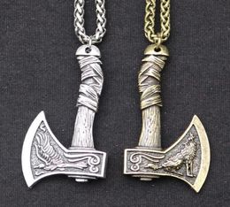 Pendant Necklaces Odin Norse Viking Wolf And Raven Axe Amulet Witchcraft Necklace Wicca Pagan Slavic Perun For Men Boys7483333