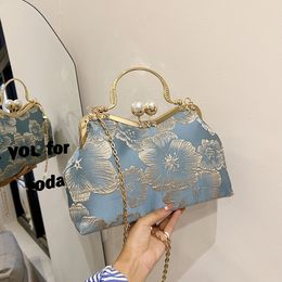 Factory outlet women shoulder bags 5 colors ladies Pearl flower pinch dinner bag elegant atmosphere printed handbags sweet little fresh diamond handbag 6732#