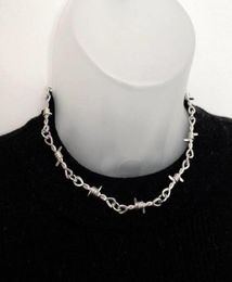 Chains Punk Style Barbed Wire Choker Stainless Steel Necklace HipHop Women039s Accessories Gothic Mens Jewellery Unisex 2021 G5989915