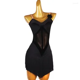 Stage Wear Latin Dance Costume Standard Competition Dancer Performance Bare Back Sleeveless Dress