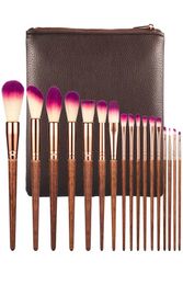 Professional 17pcs Makeup Brushes Set Fashion Lip Powder Eye Kabuki Brush Complete Kit Cosmetics Beauty Tool with Leather Case5602808