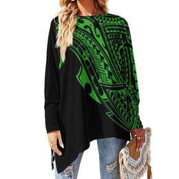 T-Shirt Custom Pattern Polynesian Tops Shirt Aesthetic Clothes Ladies Long Sleeve Lrregular Shirts GTees Vintage Top Printed TShirt