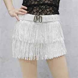 Skirts White Tassel Shorts Women's Streetwear 2023 Summer New Fashion Sexy High Waist Slim Dance Shorts Female Black Casual Hot Pants