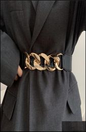 Fashion Aessories Gold Chain Belt Elastic Sier Metal Waist Belts For Women Ceiture Femme Stretch Cummerbunds Ladies Coat Ketting7304801