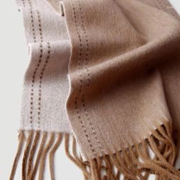 Scarves Solid Colour Fake Double-sided Wool Scarf Thread Tassel Water Ripple Women's Autumn Winter Thickened Warm