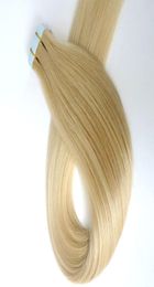 100g 40pcsPack Glue Skin Weft Tape In Human Hair Extensions 18 20 22 24inch 60Platinum Blonde Brazilian Indian Remy Human Hair9581500