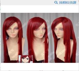 Fairy Tail Erza Scarlet Dark Red 100cm Straight Cosplay Party Wig4415907