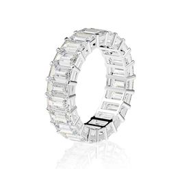 Eternity Emerald Cut Lab Diamond Ring 925 Sterling Silver Engagement Wedding Rings For Women Jewellery Gift6258964