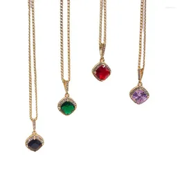 Chains Multicolor European American Ins Bloggers Recommend Coloured Gemstones Necklace