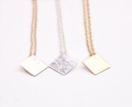 Trendy style square pendant necklace Classic Brushed Surface Design Geometric figure necklaces Gold Silver Rose Three Colour Option1793013