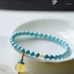 Strand UMQ Natural Raw Ore High Porcelain Blue Turquoise Bracelet For Girlfriend Beeswax Pumpkin Slim White