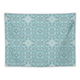 Tapestries Soft Teal Blue & Grey Hand Drawn Floral Pattern Tapestry Bedrooms Decor Decoration For Bedroom Home Decorating