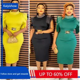 Ethnic Clothing African Dresses For Women Fashion Patchwork Short Sleeve Africa 2024 Summer Empire Knee Length OL Pencil Dress