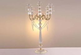 Decoration Acrylic Candle Holders 5arms Candelabras Party Decoration With Crystal Pendants 77CM/30" Height Elegant Wedding Centrepiece