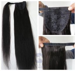 100 Human Hair Ponytails detangle hair 20 22inch 100g Straight Brazilian Indian Hair Extensions more colors6679371