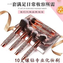 10 makeup brush Set Diamond Powder Foundation brush Eyeshadow brush Highlight brush Makeup brush storage bag240102