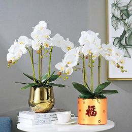 Decorative Flowers High Quality 3D Printing With A Touch Of White Butterfly Orchid Flower Glue Single Artificial Wholesale