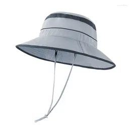 Berets Summer UV Protection Hat Parent-child Outdoor Large Brim Bucket Breathable And Waterproof Sunscreen For Boys