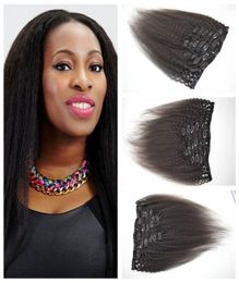 4a4b4c Clip In Hair Extension 1226inch 7pcsset 120g kinky Straight Hair Clip On human Hair Extensions GEASY1065757