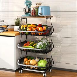 Kitchen Storage HOOKI Sh Cross-Border Trolley Vegetable Rack Household Floor Multi-Layer Fruit And Basket