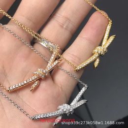 High Quality Tifannissm Stainless Steel Designer Necklace Jewellery Hot selling new twisted full diamond necklace for womens fashion