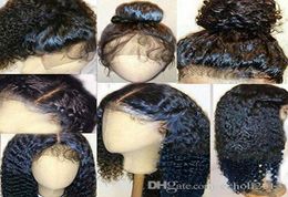 Curly short water wave full lace Human Hair Wigs for Black Women 130 Density pre plucked 360 front frontal wig 12inch diva18177762